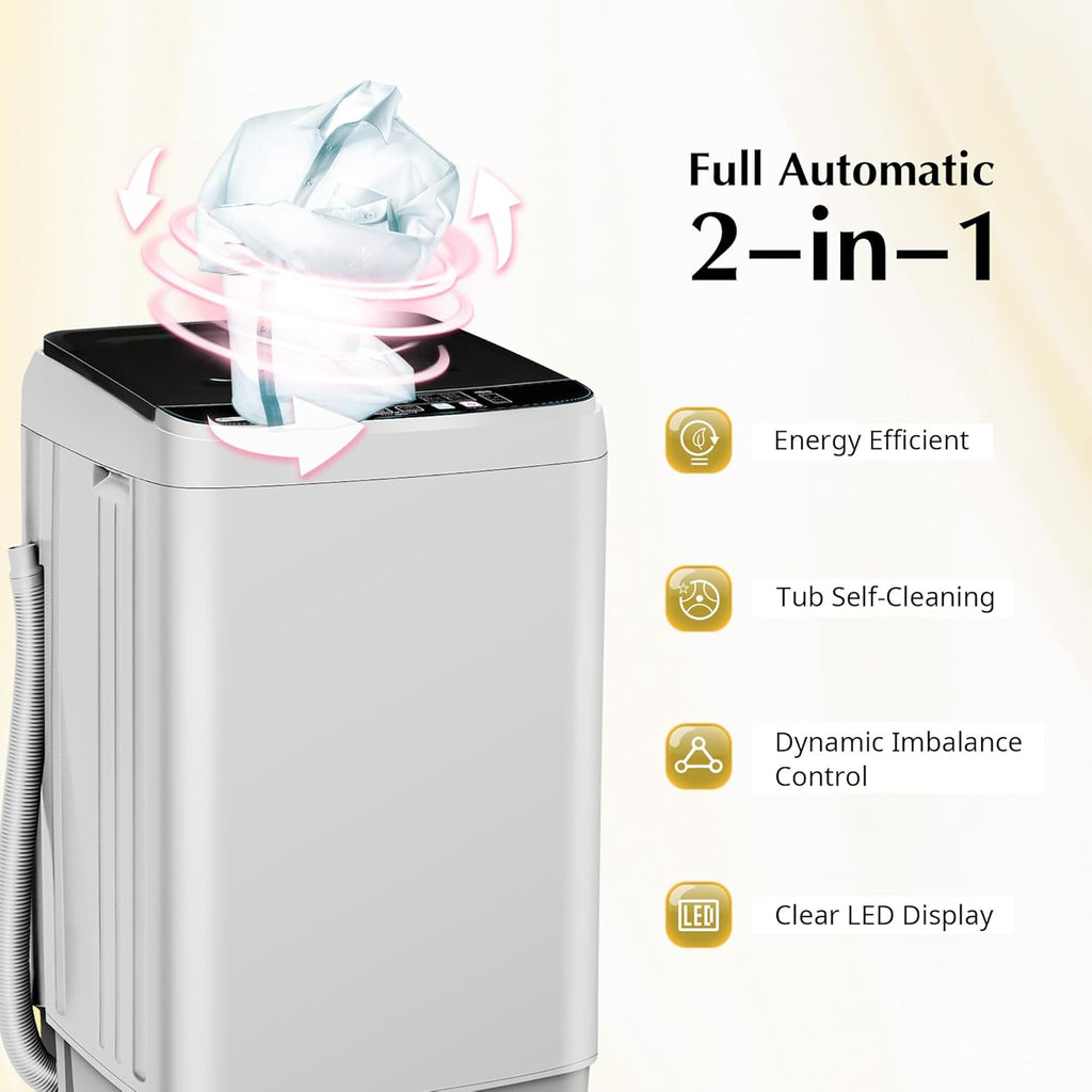 Portable Washing Machine 17.7lbs Full Automatic Portable Washer Machine for Apartment, 10 Wash Program Tub