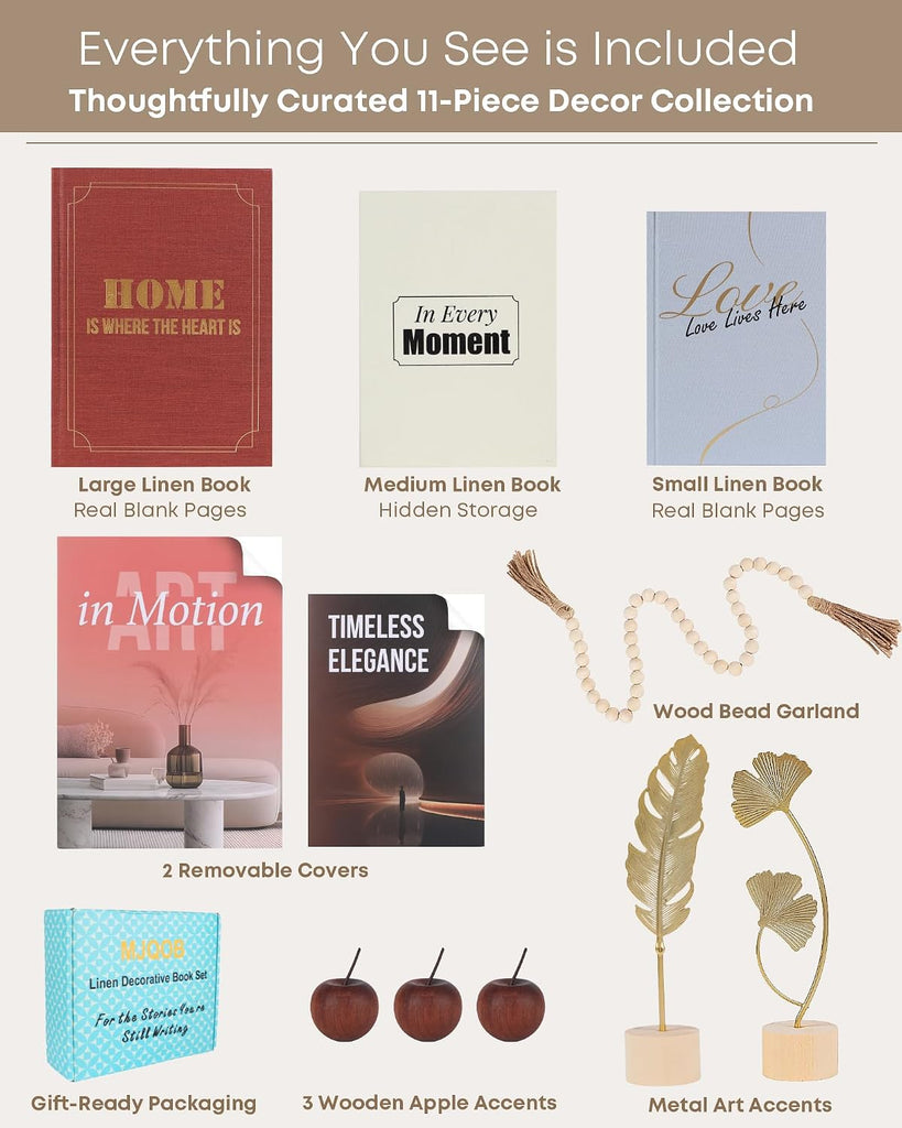 Decorative Books Decor & Fake Books for Coffee Table Decor, Complete Aesthetic Set with 3 Faux Books for Decoration &