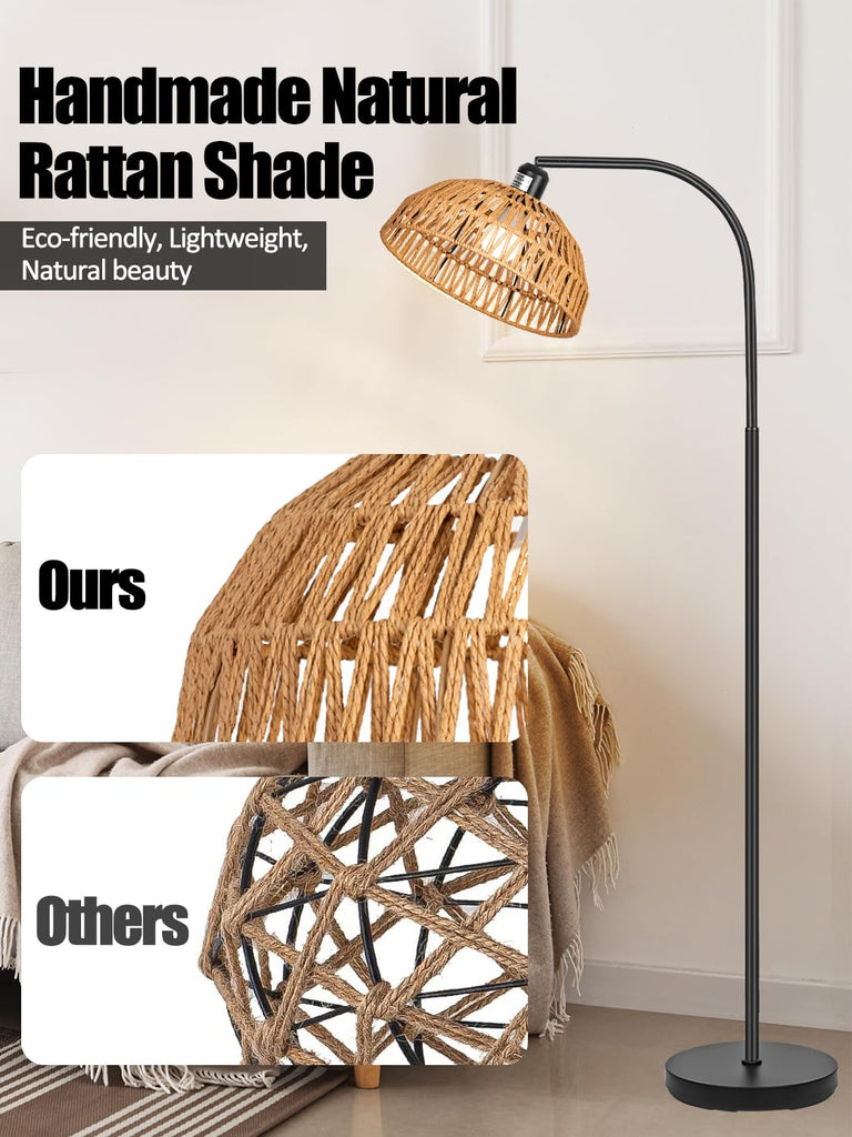 Boho Standing Lamp with Remote Control and Dimmable Bulb