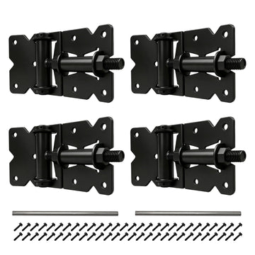 Adjustable Self-Closing Gate Hinges, Heavy Duty Vinyl Wood Fence Gate Hinges, Self Close Gate Hardware Kit for Wooden