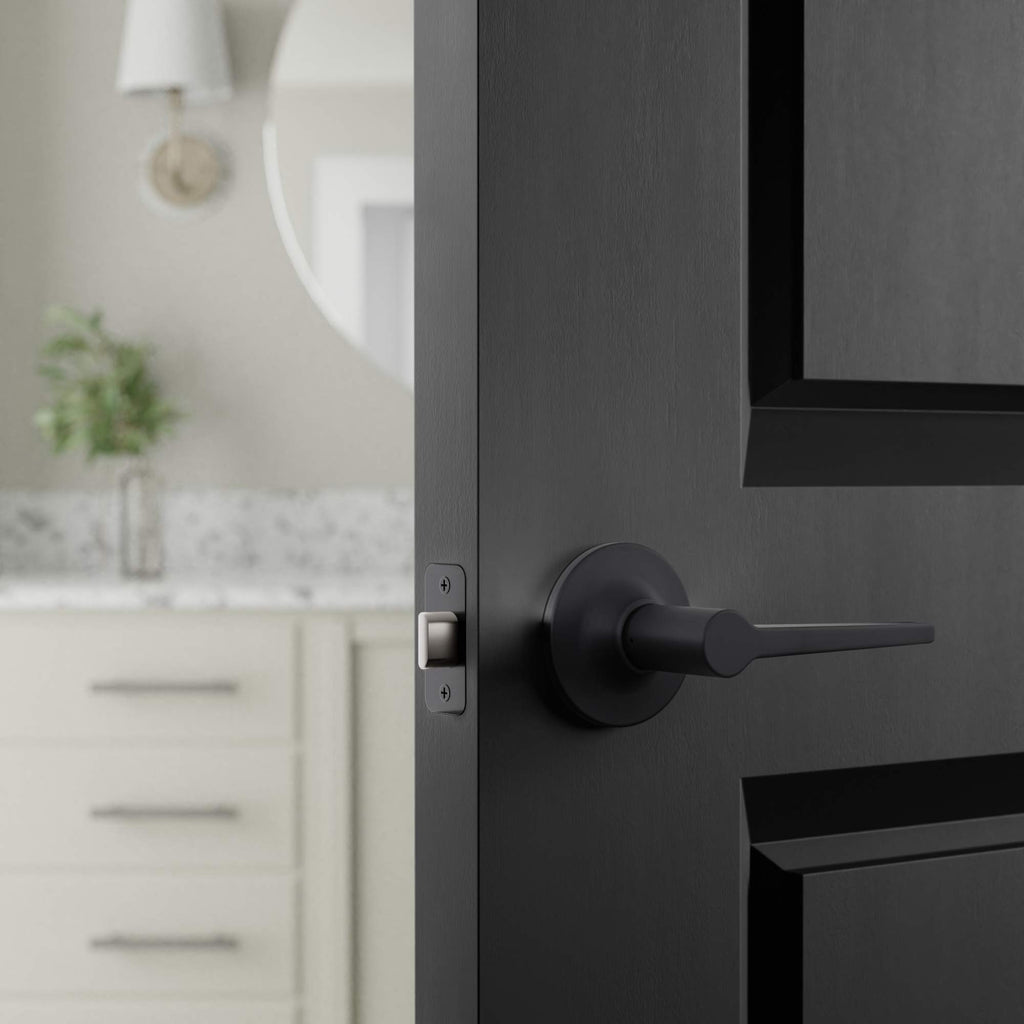 Manchester Reversible Handed Door Lever, Passage, Keyless, Matte Black, 6-Pack
