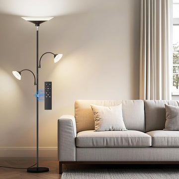 3 Way Torchiere Floor Lamp - 42W Dimmable LED Tree Standing Lamp with Remote, 2300LM, Color Changing