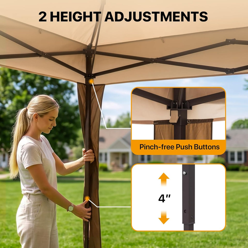 11x11 Pop Up Gazebo with Mesh Netting, Instant Outdoor Canopy Tent, Water Resistant Shelter with UPF 50+ UV Protection
