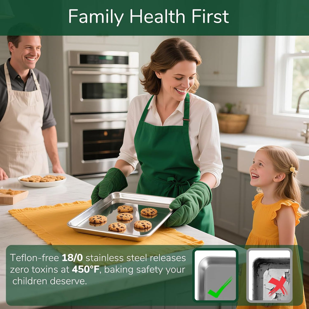 18/0 Stainless Steel Sheet with Cooling Rack, Oven-Safe Non-Toxic Cookie Sheets for , Set of 6, Coating Free & Rust