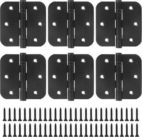 6 Pack 3.5 Inch x 3.5 Inch Door Hinges with 5/8'' Radius Corners