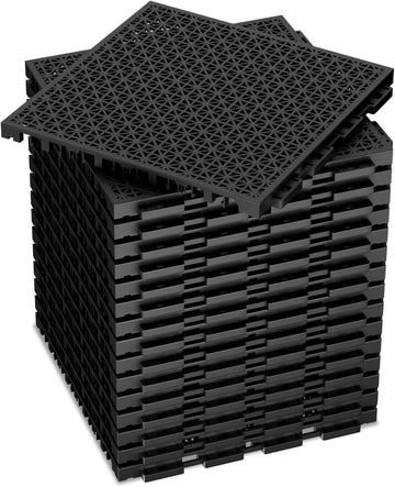 16 PCS Modular Interlocking Cushion Interlocking Floor Tiles with Hole Drainage Mat 10" x 10" Non Slip Pool Deck Mat