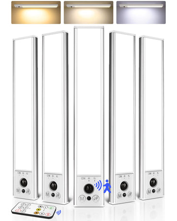 10inch Under Cabinet Lighting, 2400mAh Rechargeable Motion Sensor Light, Magnetic Closet Lights with Dimmable