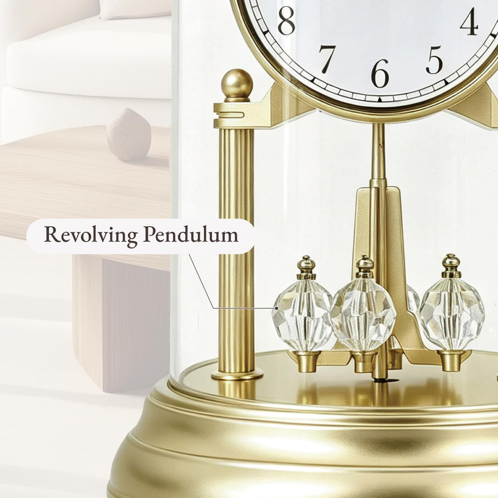 9" Anniversary Clock with Revolving Crystal Pendulum