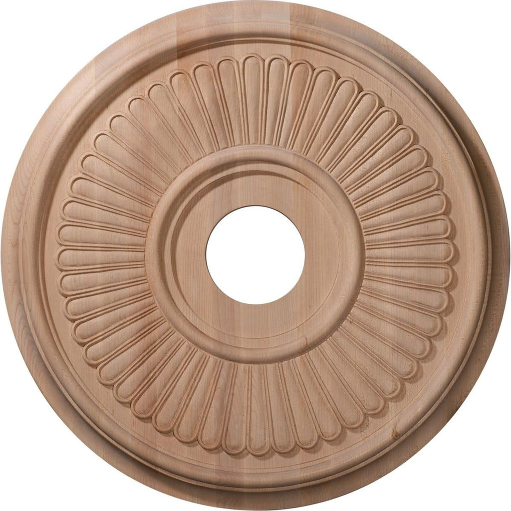 16"OD x 3 7/8"ID x 1 1/8"P Carved Berkshire Ceiling Medallion, Red Oak (Fits Canopies up to 5 1/4")