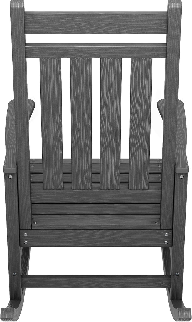 Outdoor Rocking Chair Set of 2, HDPE Rocking Chairs for Adult, Grey | 21.1" Widened Seat adds Extra Comfort
