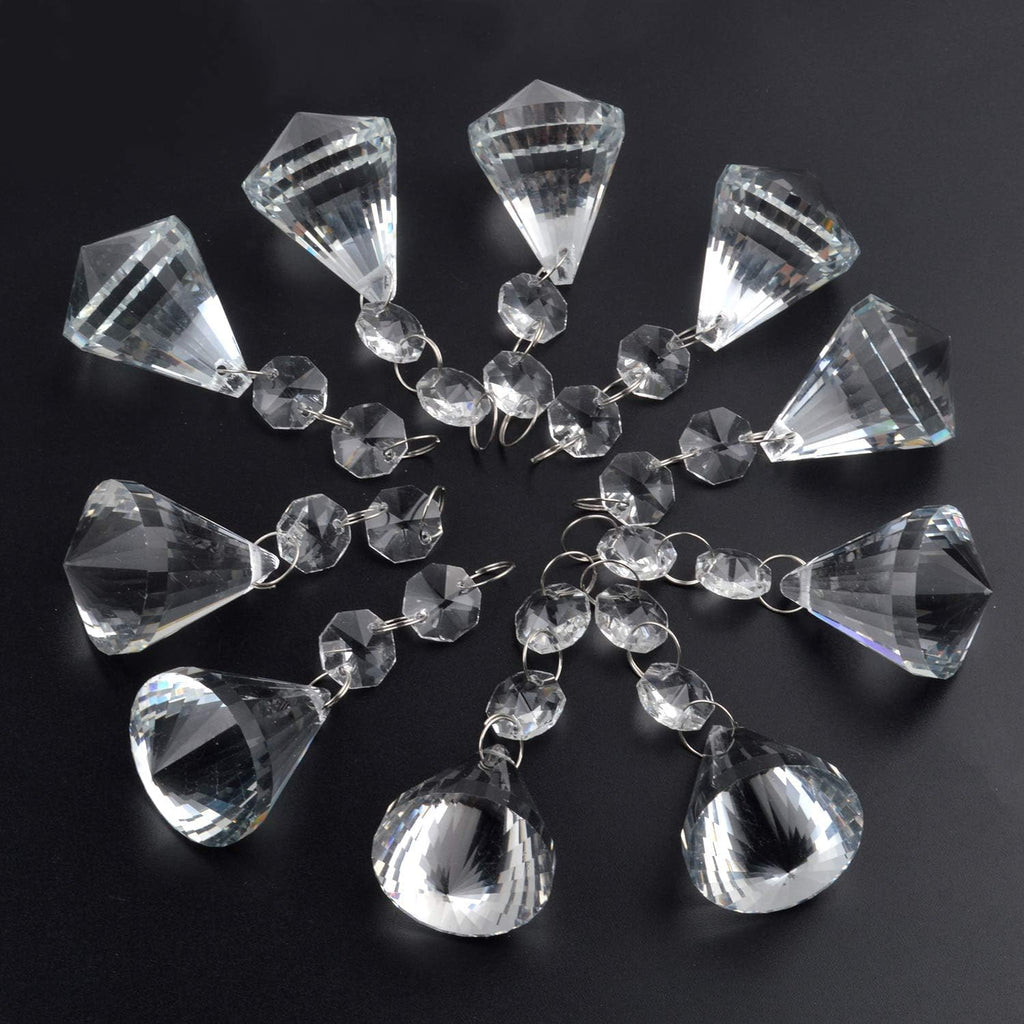 Pack of 10 Crystal Glass Ball Chandelier Prisms Pendants Parts Beads Hanging Crystals Drops Suncatchers(30mm, Clear)