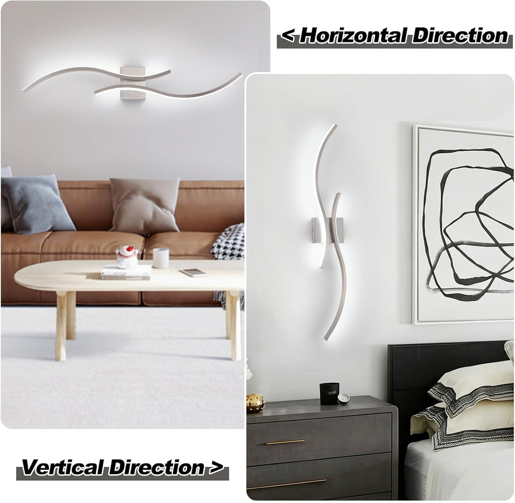 Modern Led Wall Light, 39inch Brushed Nickel Indoor Led Wall Sconce Lighting Hallway Bedroom Bedside Wall Lamp
