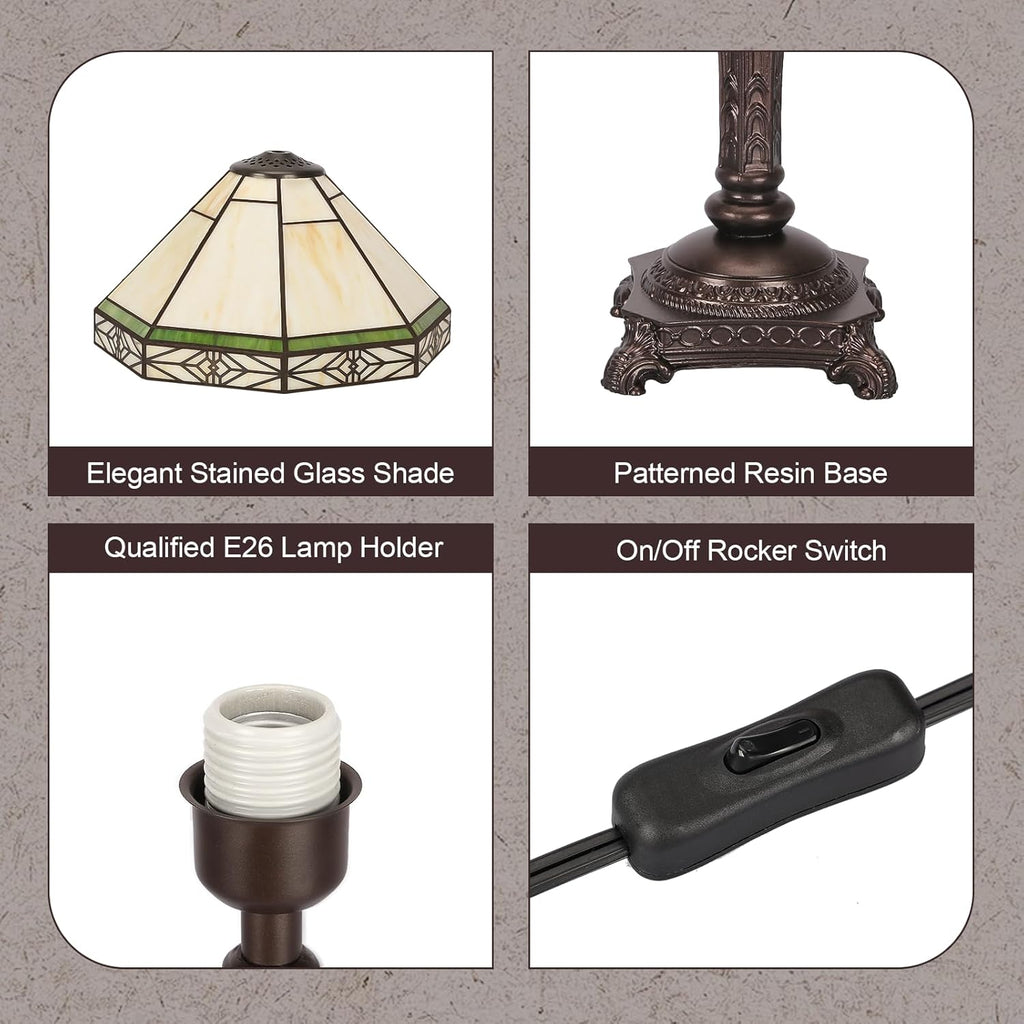 Table Lamp with Stained Glass Shade, Vintage Style Desk Lamp