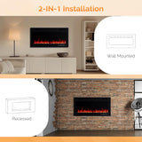30 Inch Electric Fireplace with Remote Control, 1500W Wall Mounted & Recessed Fireplace with 12H Timer