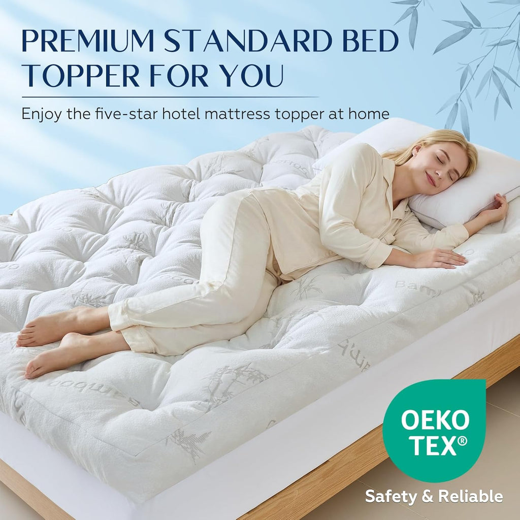 5 Inch Cooling Bamboo Mattress Topper Full Size 54X75 in 2000 Gsm Full
