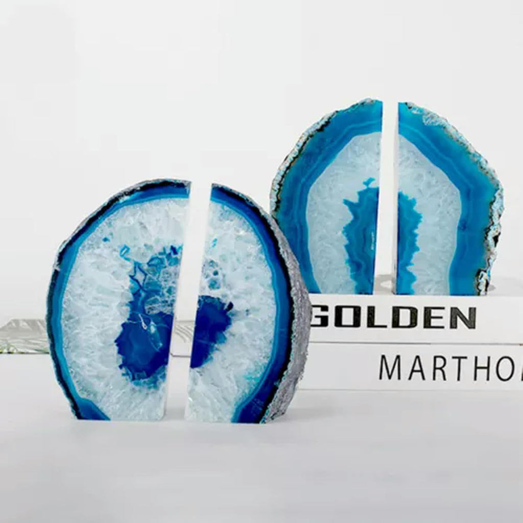 1Pair Natural Geode Book end Natural Agate Bookend Crystal Bookend Home Decor-Natural