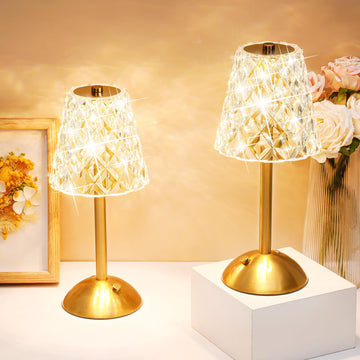 4 Pcs Cordless Table Lamp LED Touch, Gold, Diamond Style