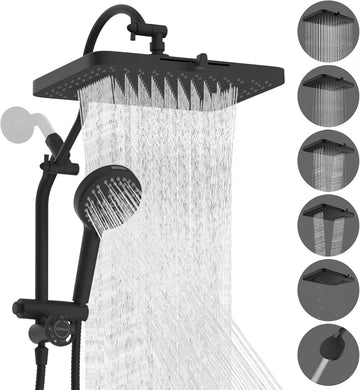CUPC Certified 13'' Shower Head Combo, High Pressure 5 Spray Rainfall Showerhead, 10 Spray Mode Handheld