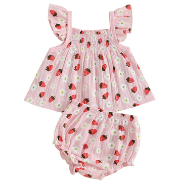 Baby Girl Summer Clothes Cute Ruffle Tops Dress Shorts Outfits Set Infant Toddler Shirt Bloomers Princess Outfit