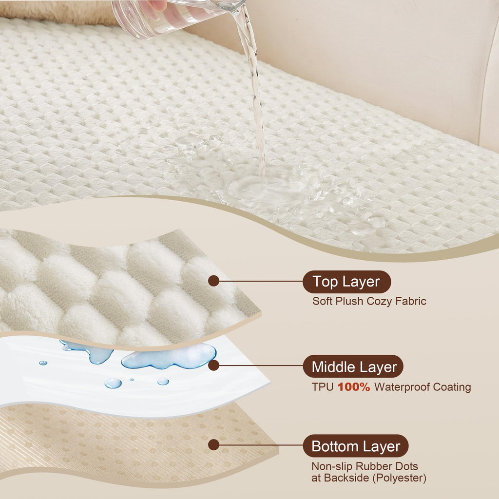 Sectional Couch Covers for Dogs Washable Sofa Cover, XXL Cream