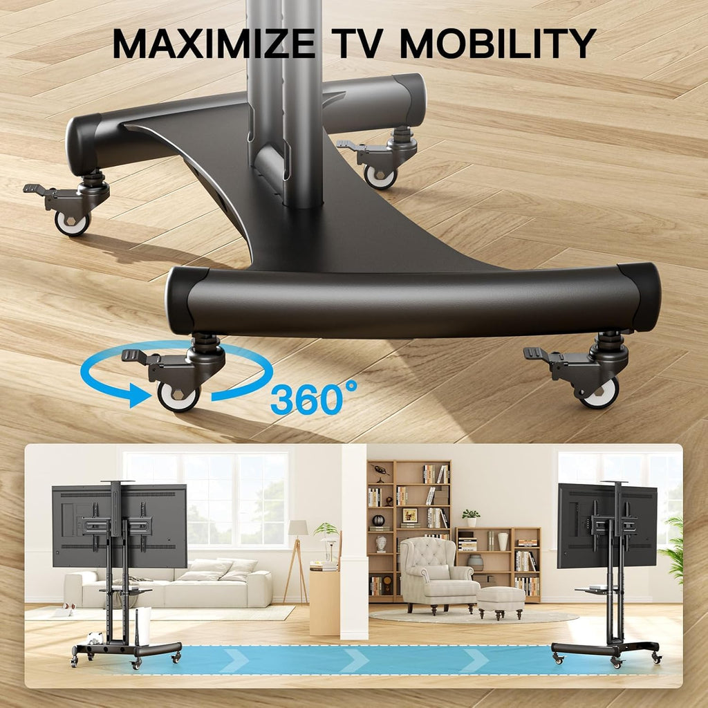 Rolling TV Stand for 32-85 Inch Flat/Curved TVs up to 100 lbs