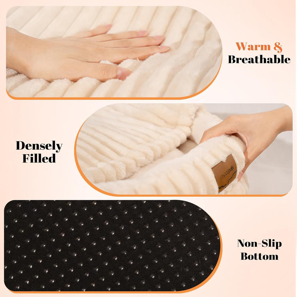 Cat Cave Bed for Indoor Cats, Washable Covered Cat Bed Hooded Kitty Bed Soft Fluffy Pet Bed for Puppy and Small