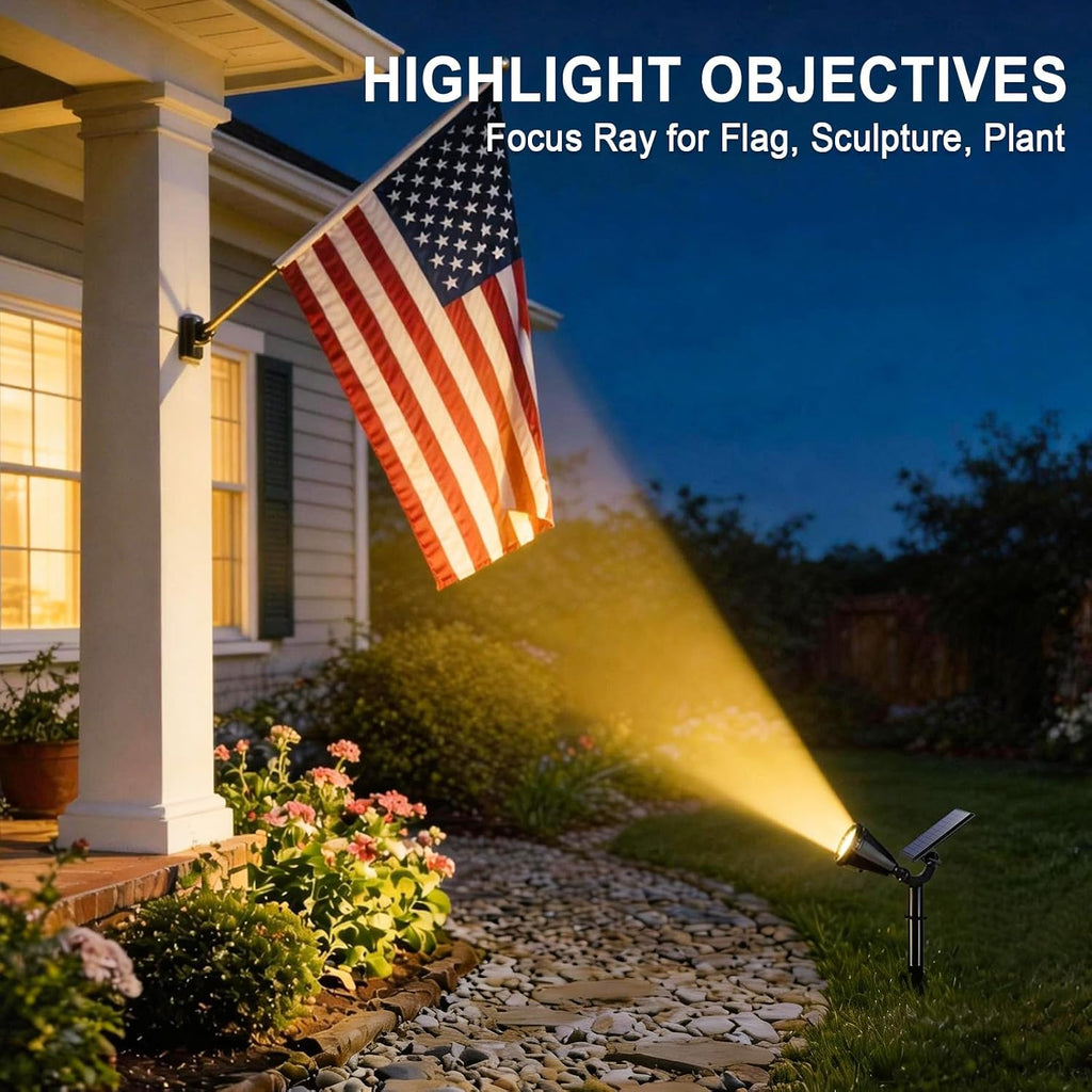 Solar Spot Lights Outdoor, Landscape Yard Flag Spotlights Warm White | Waterproof IP65,10 Pack 4 Lighting Modes Solar