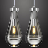 Raindrop Pendant Lights Kitchen Island Set of 2 Teardrop Chrome Hanging Light Fixtures Clear Solid Glass Pendant Light Modern Chandeliers for Dining Room Porch Corridor Living Room A121-B0BN144WF8