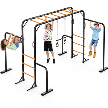 Heavy Duty Monkey Bars for Kids Backyard with Gym Bars & Swing