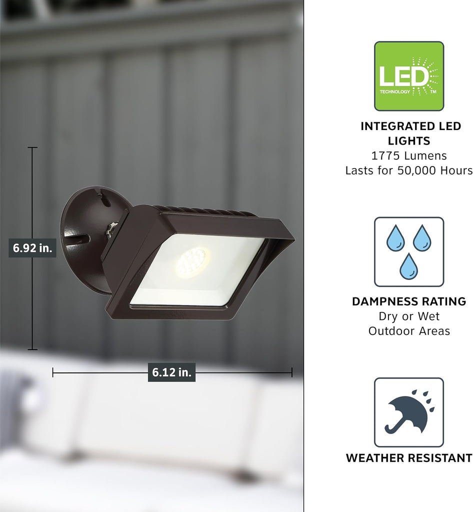FL2016N40-48 Integrated Led Adjustable Single-Head Bronze Outdoor Flood Light, 1775 lm, 4000K