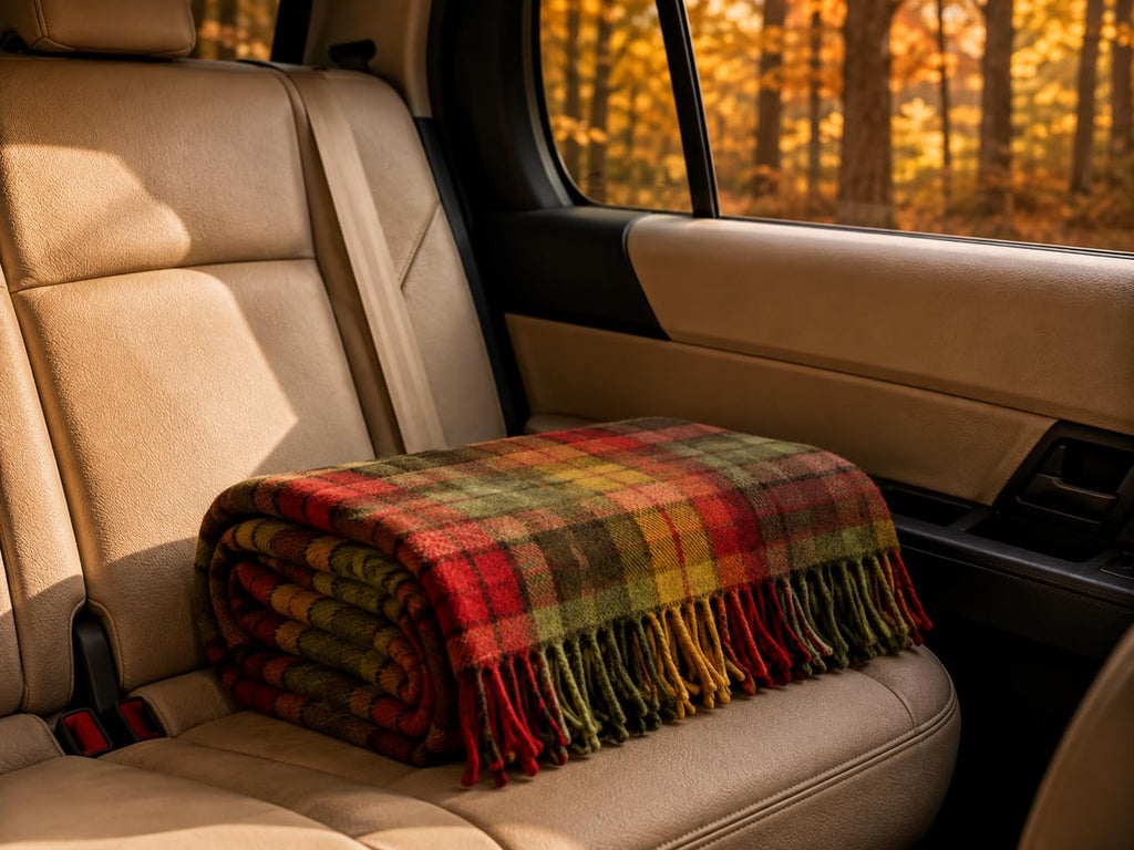 Tartan Fall Plaid Wool Blanket - Scottish Winter Throw (Buchanan Autumn)