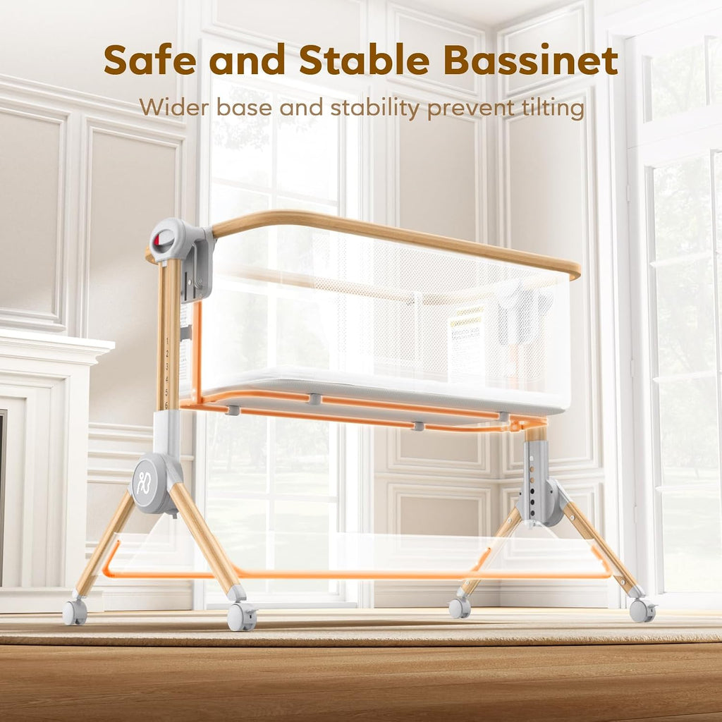 Bassinet Bedside Sleeper, 3-in-1 Foldable Bassinet for Newborns, One-Click Portable Baby Crib with Mesh Sides