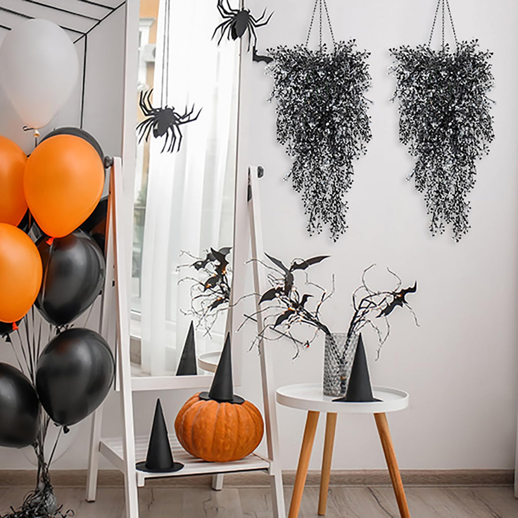 4Pcs Artificial Hanging Wisteria Plants 31.5In Plastic Black White