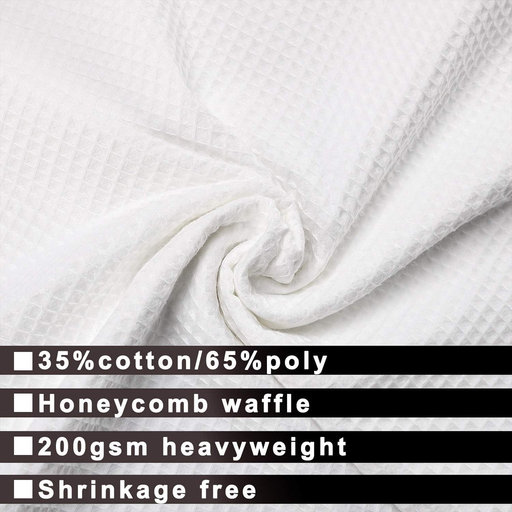 Hotel Style Cotton Shower Curtain with Snap-in Liner White | Cotton Blend, Honeycomb Waffle Weave, Fabric Snap on/off