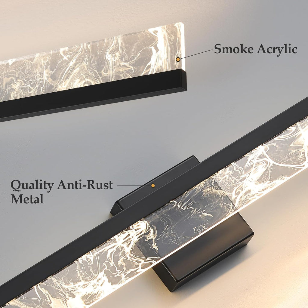 Modern Vanity Lights , 32 Inch Black Bathroom Light Fixtures Over Mirror, 24W Dimmable LED Vanity Lighting Fixtures