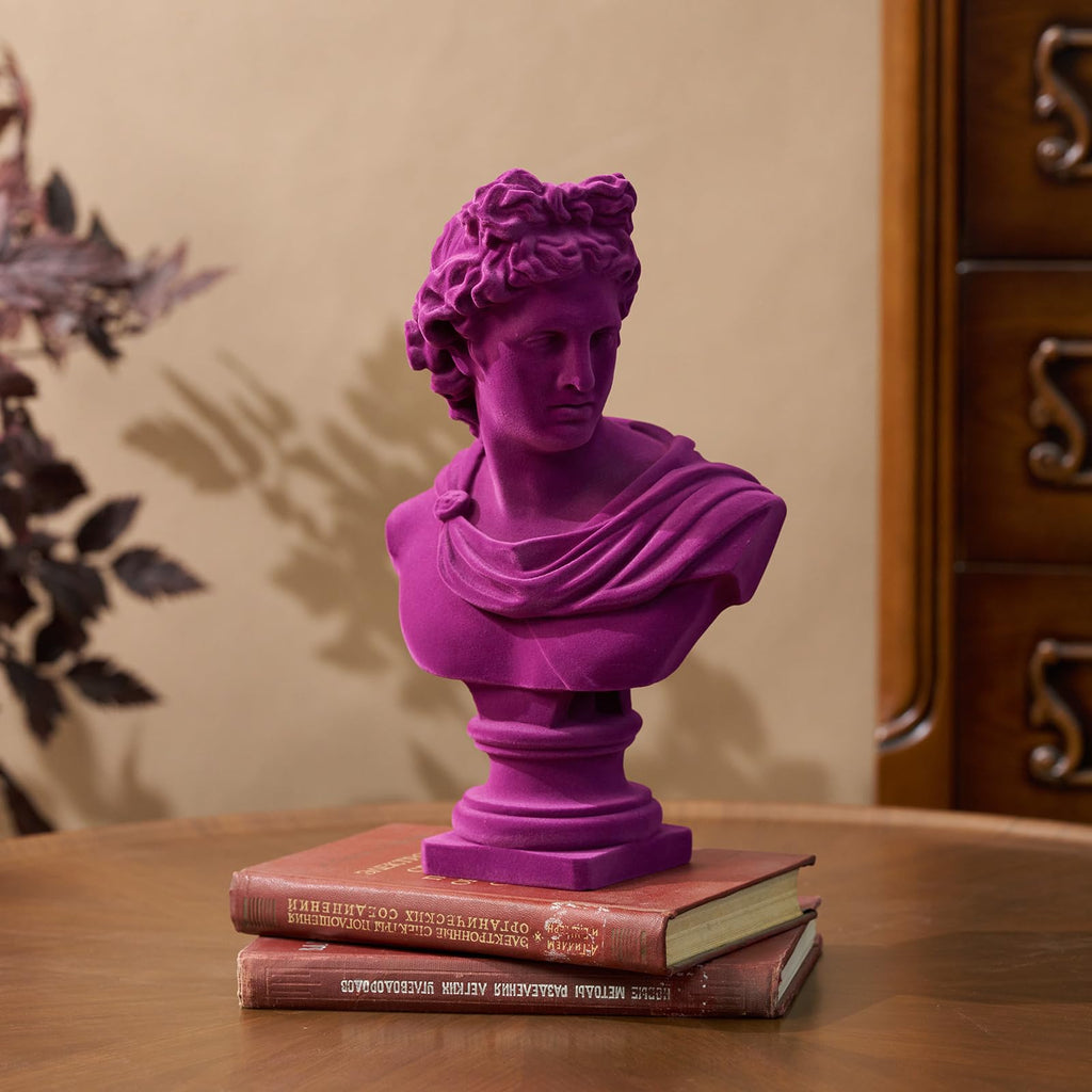 11.5" Apollo Bust Statue with Soft Flocked Finish