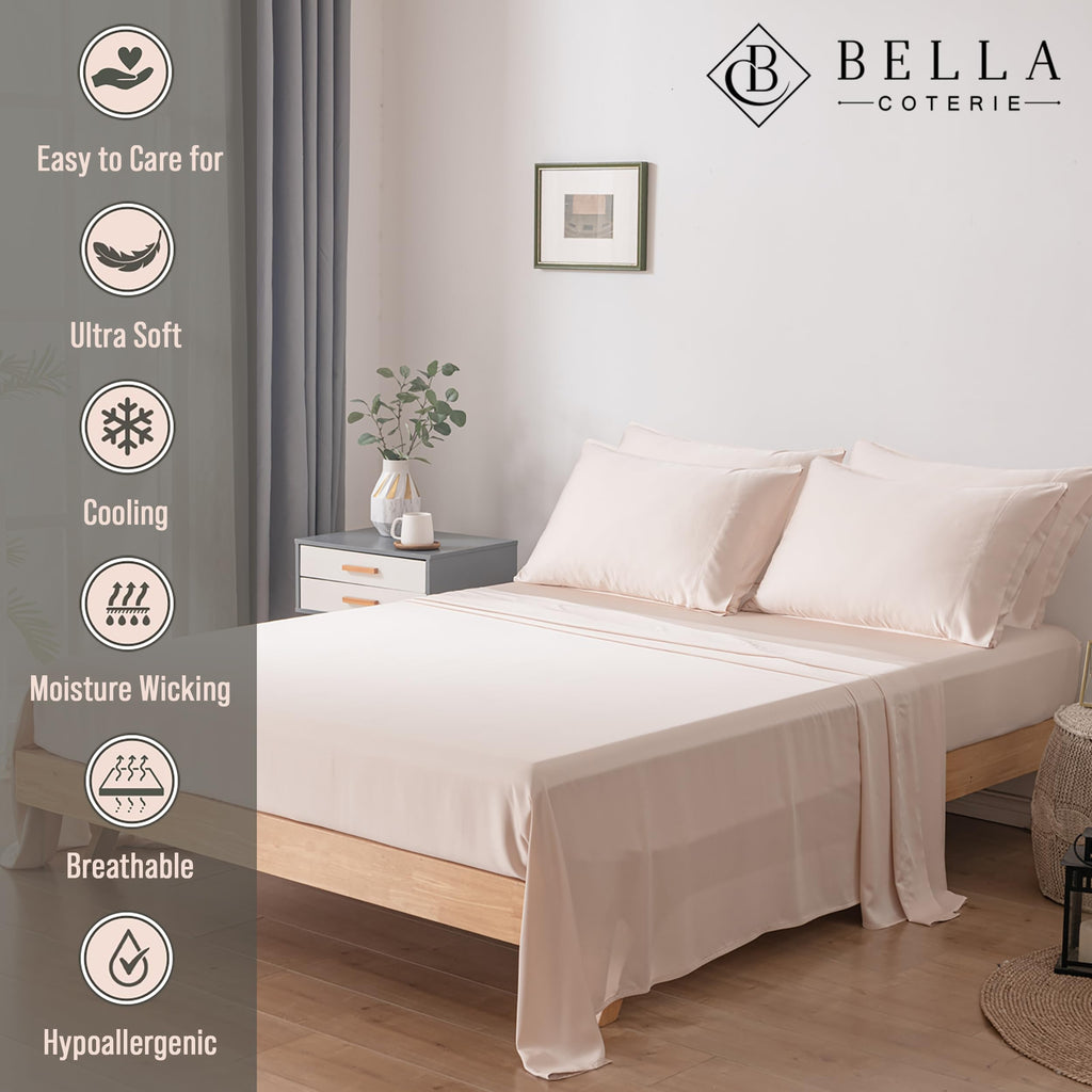 Bella Coterie 6 Piece Luxury Bamboo Viscose Queen Sheet Set