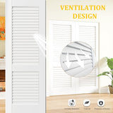 Prehung Door, Louver-Panel Door Slab with Door Jamb Hardware Kit & Black Door Lever, 30" x 80" Interior Door for