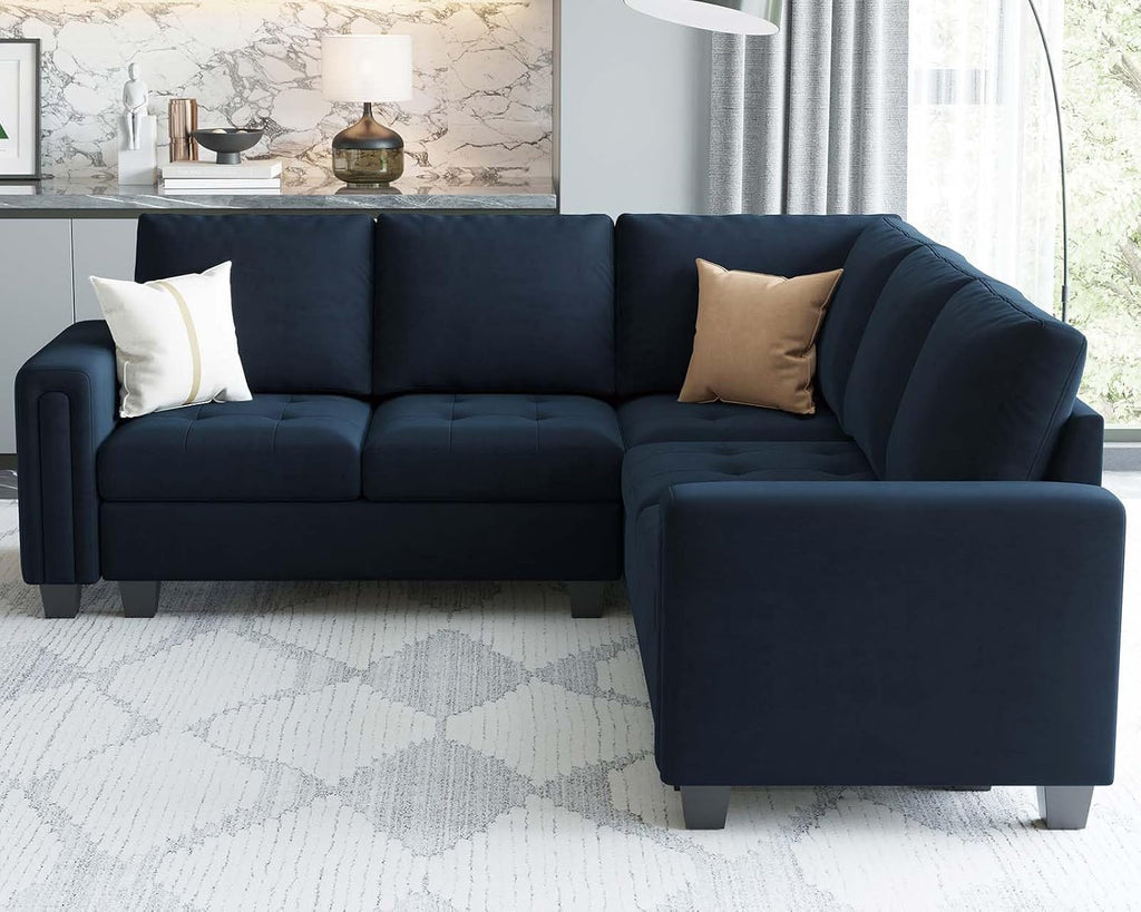 Velvet Modular Sectional Sofa Convertible Sectional Sofa Couch with Reversible Chaise L Shaped 4 Seater Corner Sofa
