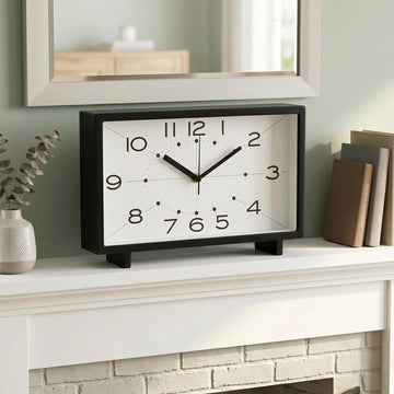 Modern Desk Clock, Silent Analog Mantel Clock for Shelf, Office & Living Room
