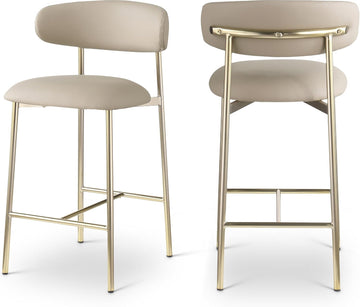 995Taupe-C Lupita Collection Modern | Contemporary Counter Stool with Soft Taupe Vegan Leather, Brushed Gold Metal