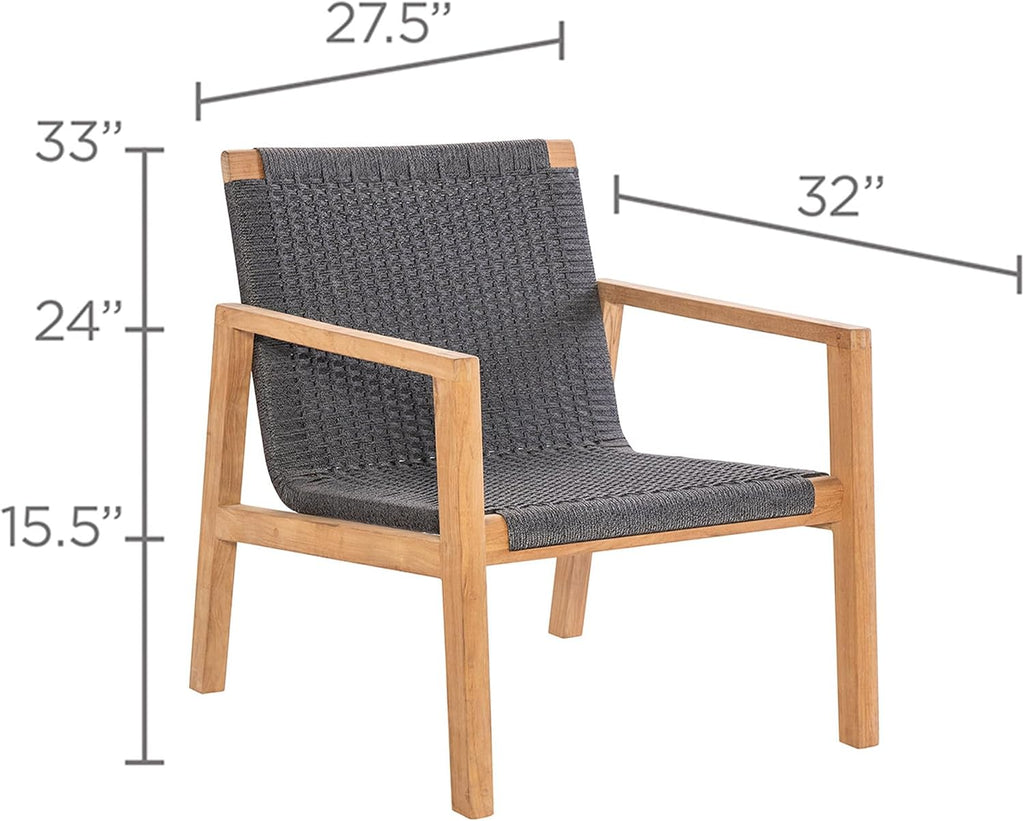 Admiral Club Chair, Comfy Outdoor Chairs with Armrests, Residential and Commercial Teak Chair, Wooden Outdoor