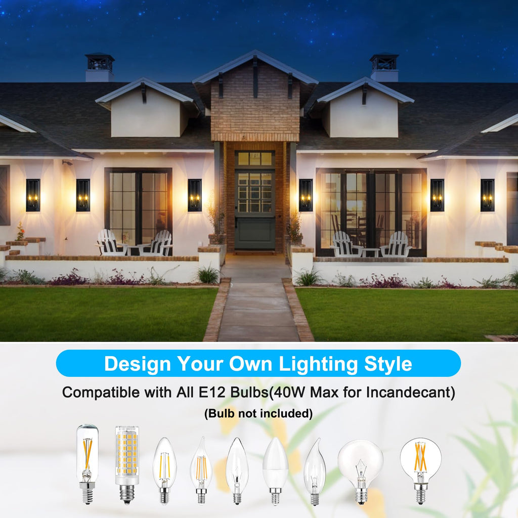 Large Outdoor Wall Lanterns, 18" Exterior Waterproof Rectangular Sconce