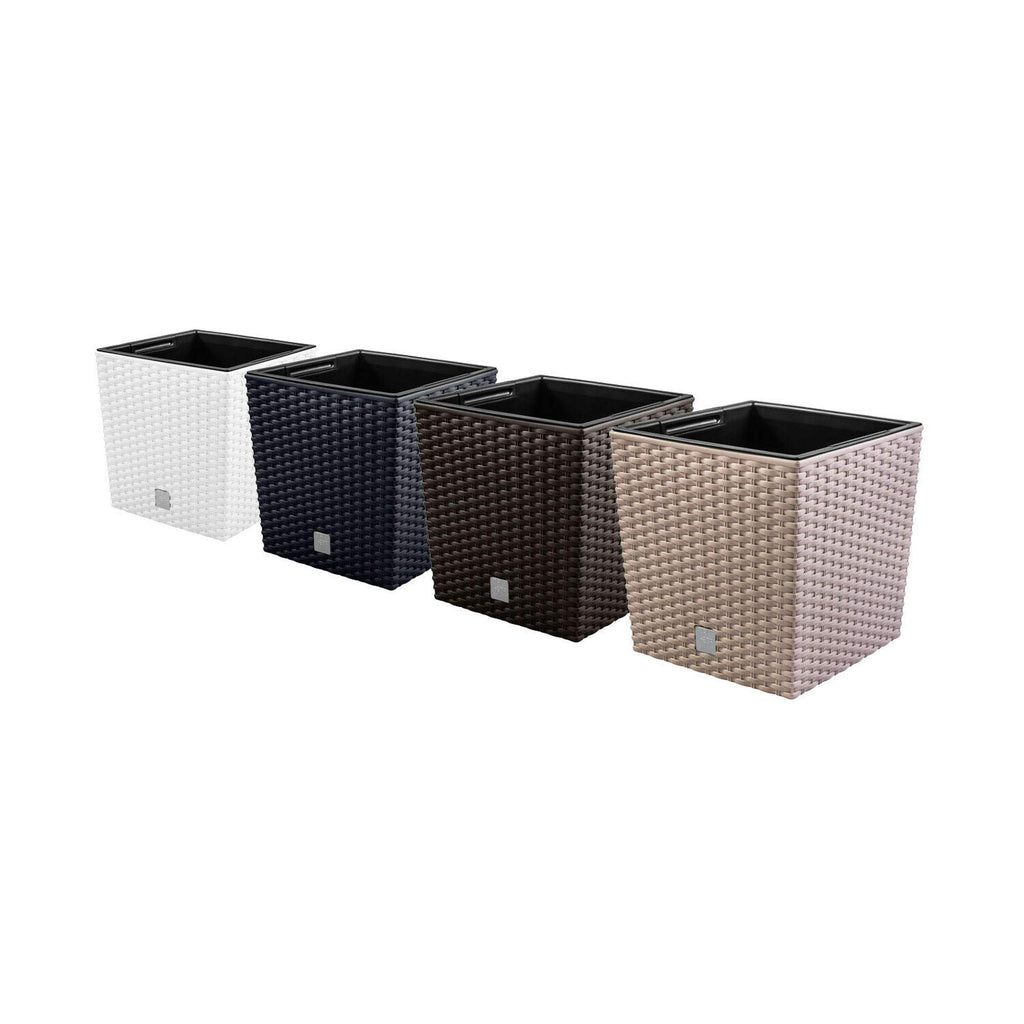 Rattan Planter Mocca Colour - 22.5cm 8L Capacity - Plastic Flower Pot Suitable for Indoor and Outdoor Use