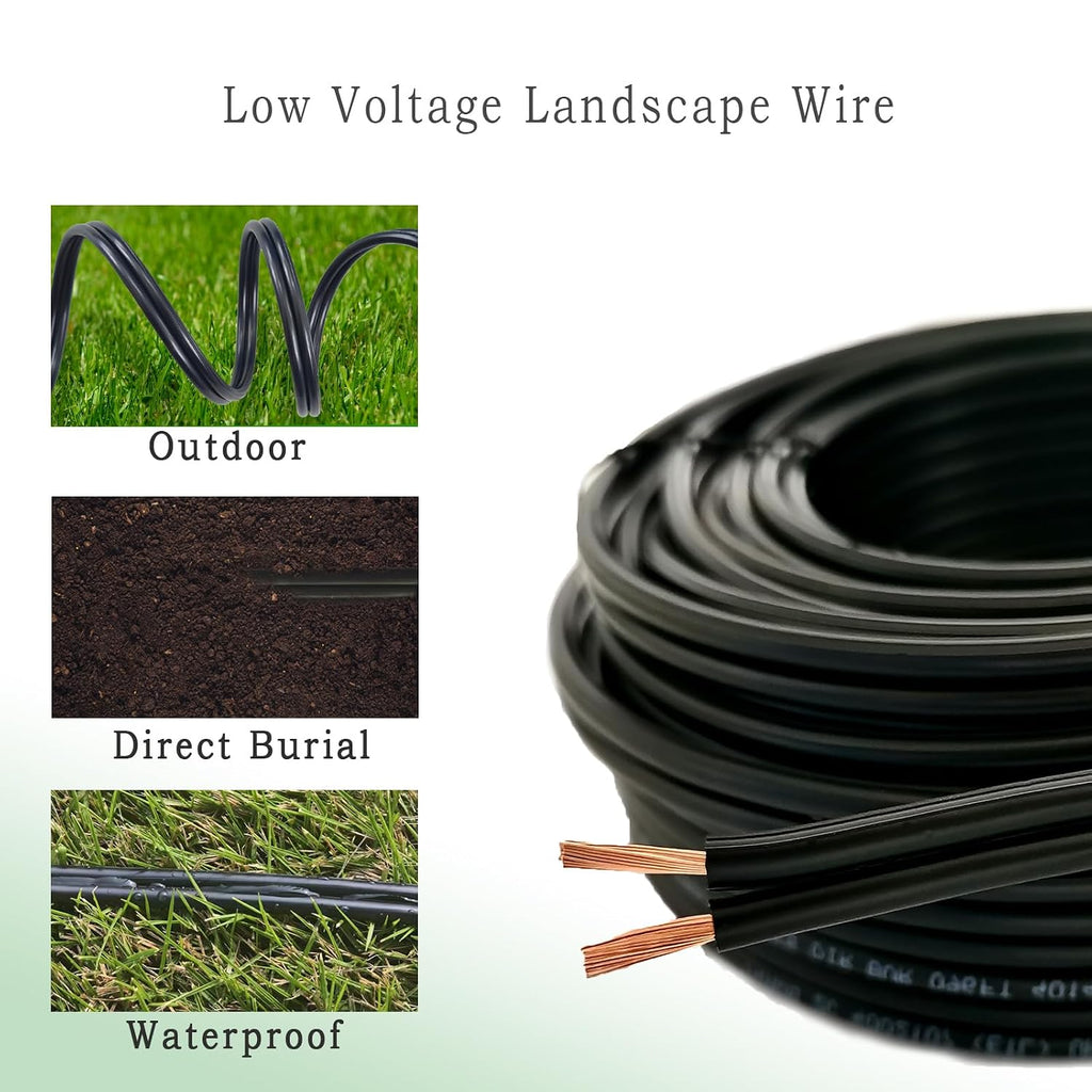 14/2 Low Voltage Landscape Lighting Wire 500ft, Pure Copper | UL & ETL listed 14/2 direct burial outdoor cable, 41