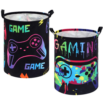 2 Pcs Gamer Laundry Basket Boys Kids Room Storage Bin, Fresh