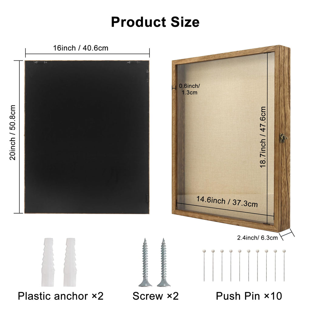 Large Shadow Box Frame 16x20 Display Case, Wood Wedding Bouquet Memory Box