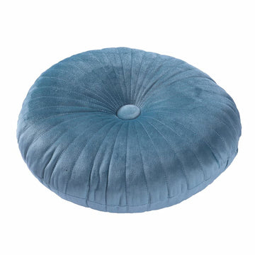 Round Pillow Cushion for Couch Velvet Decorative Small Throw Pillow Solid Color Bed Floor 13.7", Lake Blue