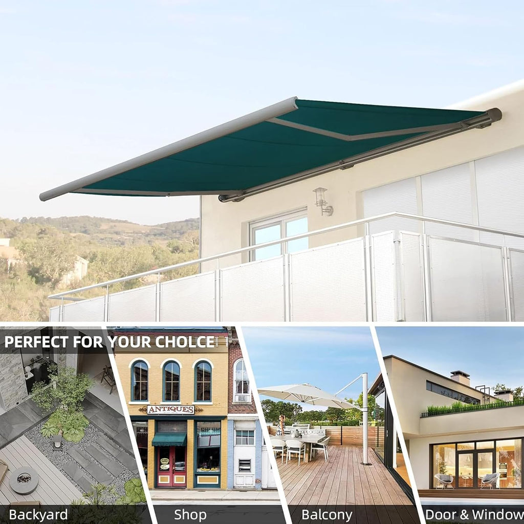 6.5'×5' Patio Awning Retractable, Sun Shade Shelter Cover Patio Canopy Sunsetter Awnings Deck Yard, Fully Assembled