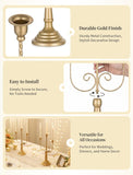 Candelabra Gold Candlestick Holders - 15.7" Tall 3 Arm Metal Taper Candle Holdereplace Mantel Christmas Decor, Set of 6